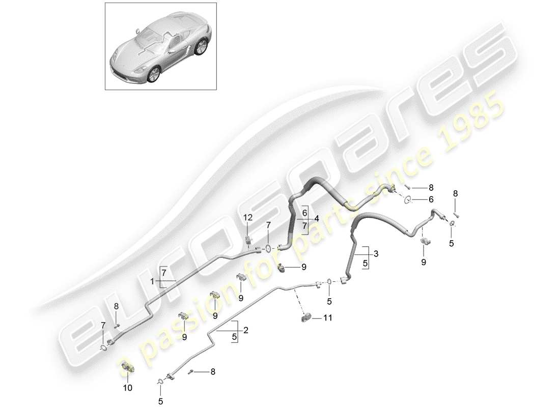 porsche 718 cayman (2020) refrigerant circuit part diagram