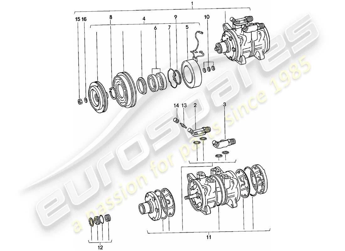 porsche 924 (1984) compressor part diagram