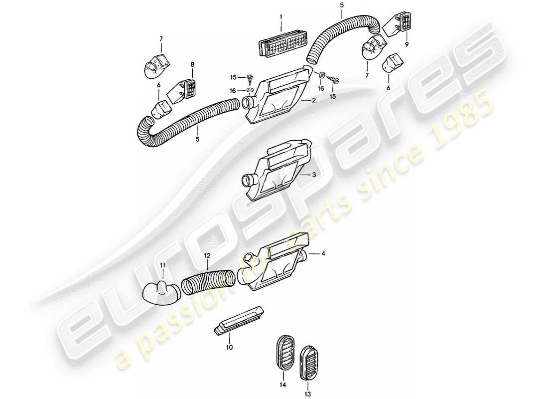 porsche 924 (1983) trim - air vent - air hose - f 92-cn402 198>> - f 93-cn100 306>> part diagram