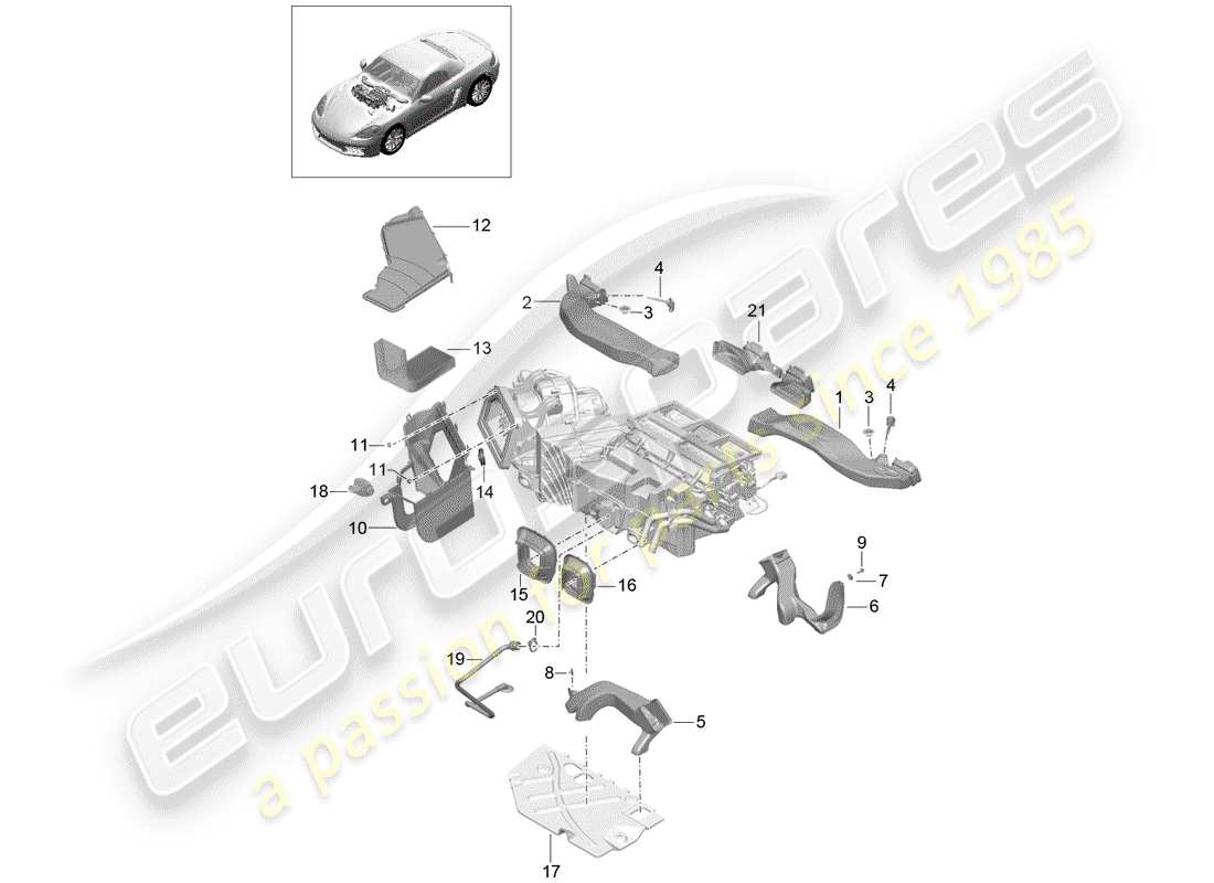 porsche 718 boxster (2018) air duct part diagram