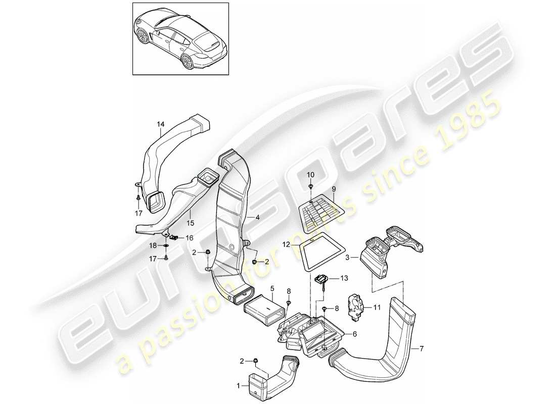 porsche panamera 970 (2010) air duct part diagram