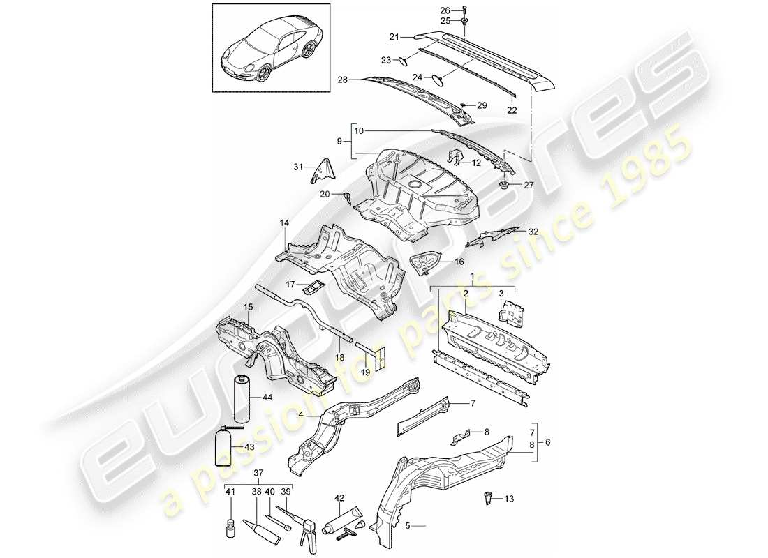 porsche 997 gen. 2 (2010) rear end part diagram