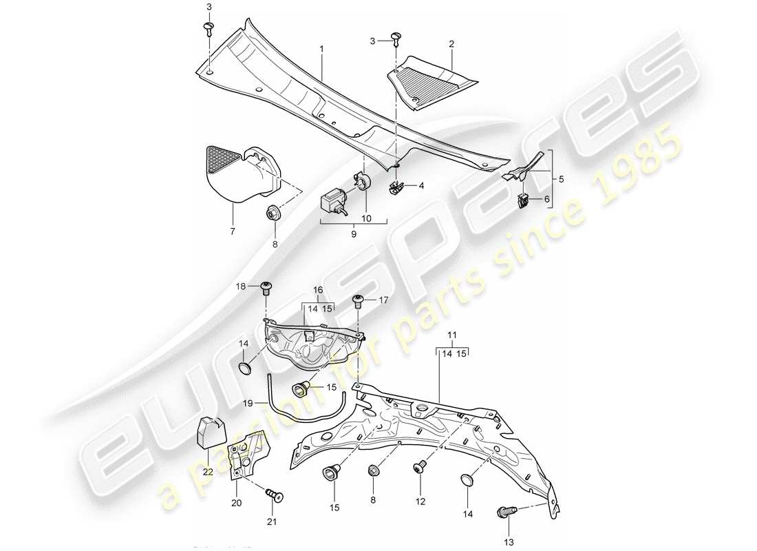 porsche cayenne (2004) cover part diagram