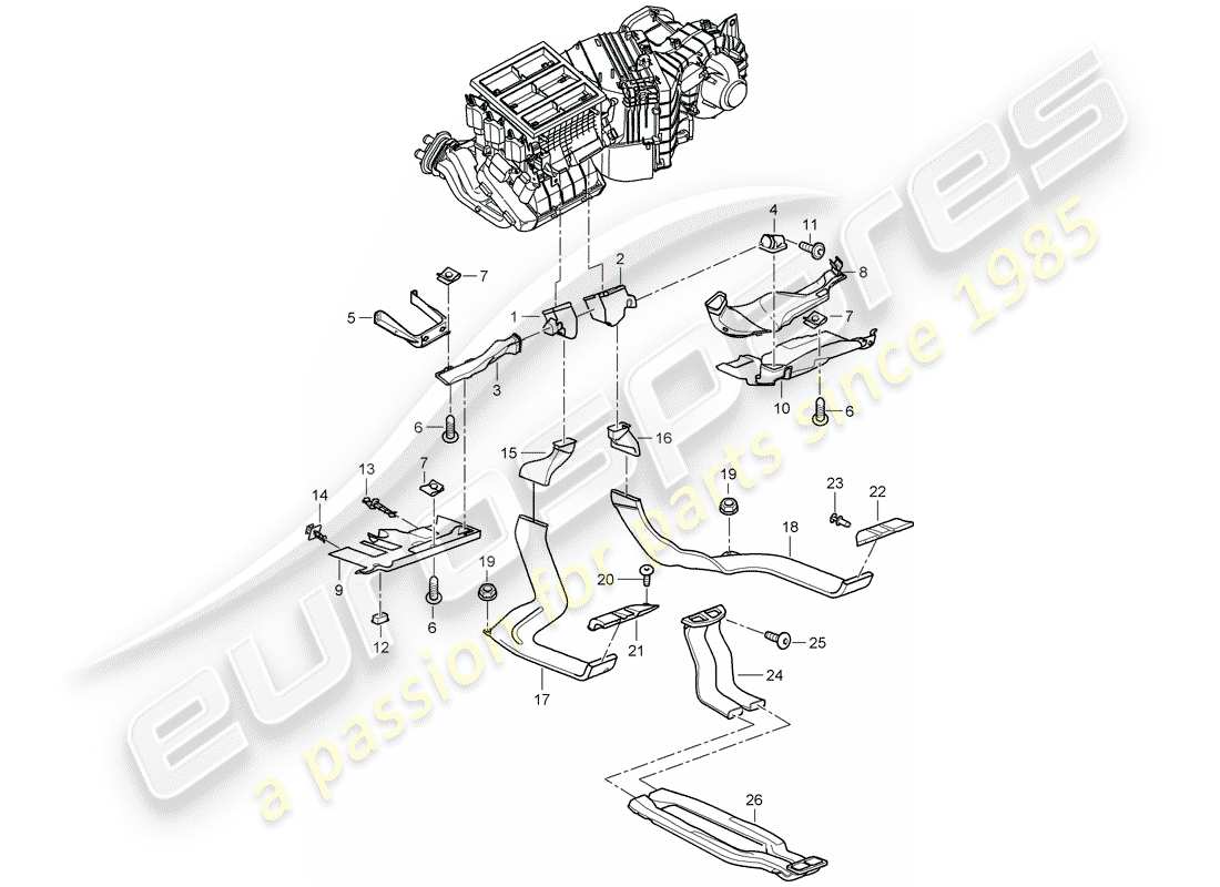 porsche cayenne (2010) air distributor part diagram