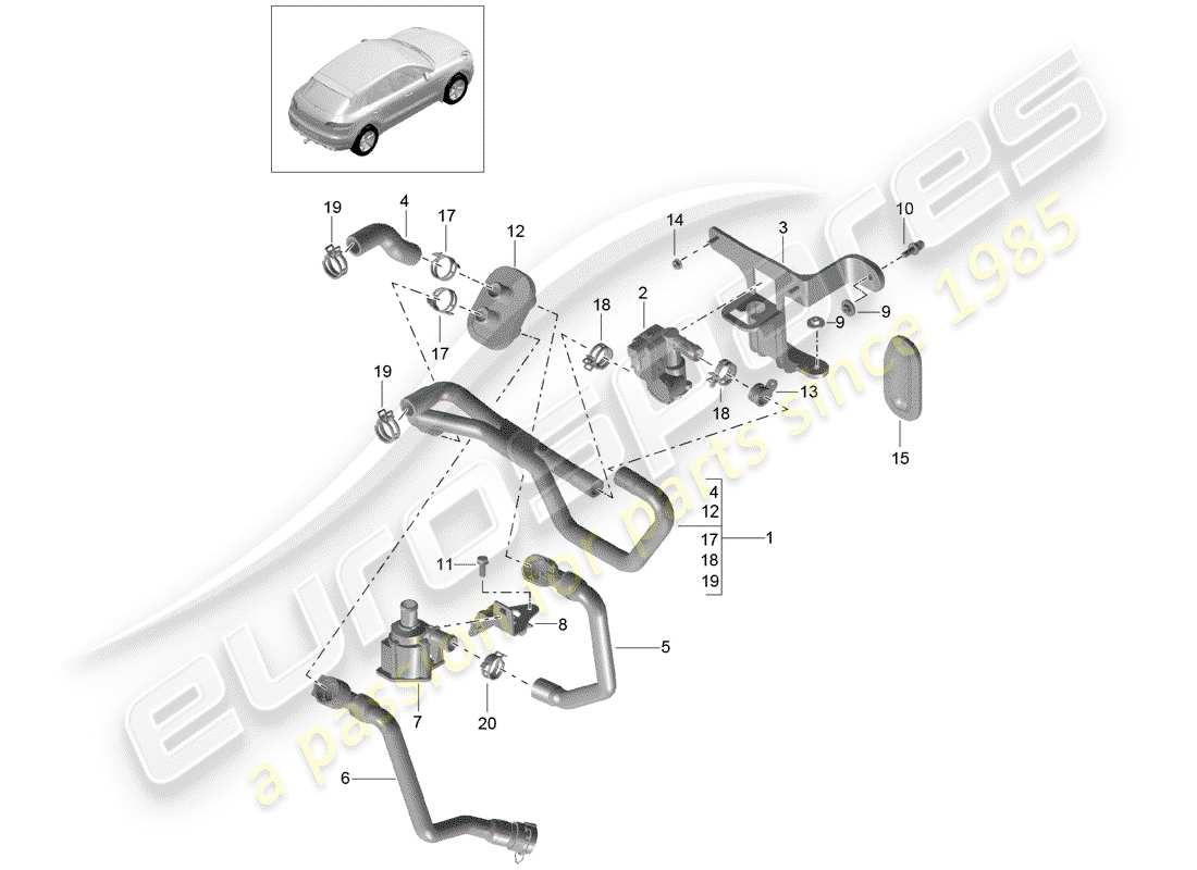 porsche macan (2015) heating, air cond. system part diagram