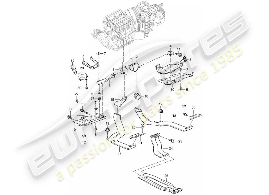 porsche cayenne (2006) air distribution housing part diagram