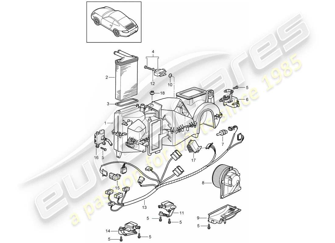 porsche 997 gen. 2 (2011) air conditioner part diagram