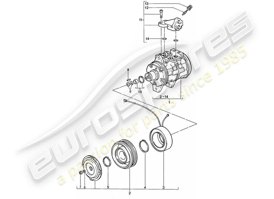 porsche 924s (1986) compressor part diagram