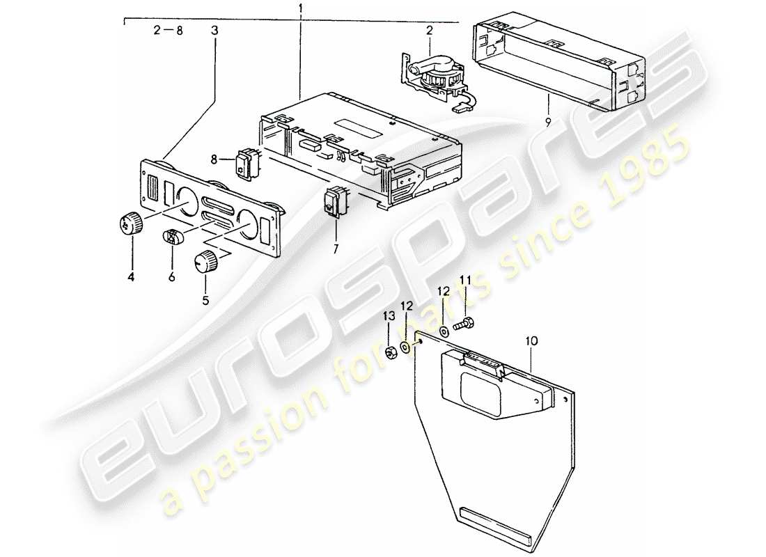 porsche 964 (1992) control switch - driver part diagram