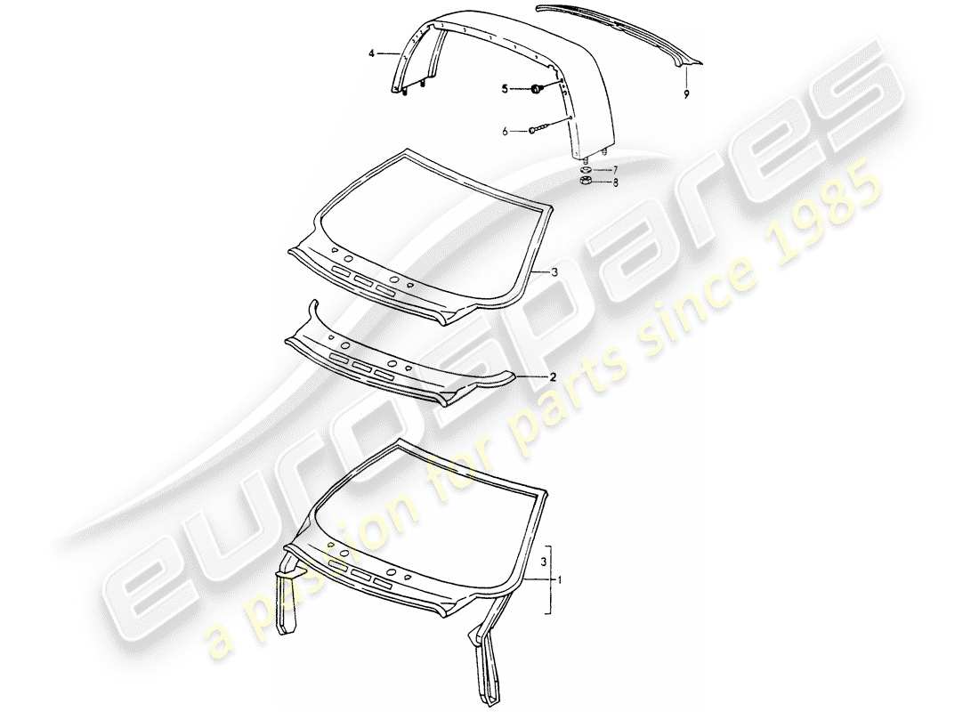 porsche 964 (1993) exterior panelling part diagram