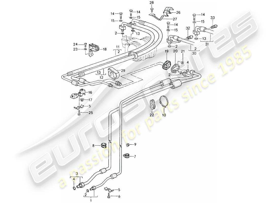 porsche 964 (1993) refrigerant circuit part diagram