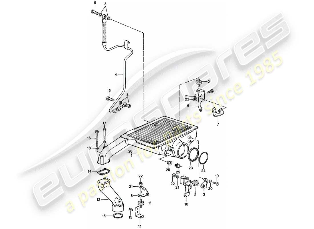 porsche 924 (1983) charge air cooler part diagram