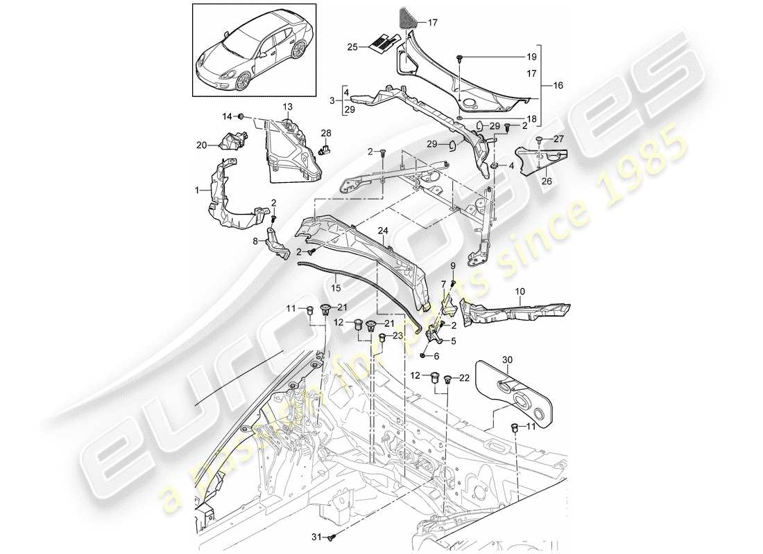 porsche panamera 970 (2016) water box part diagram