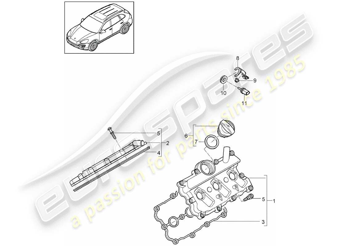 porsche cayenne e2 (2016) valve cover part diagram