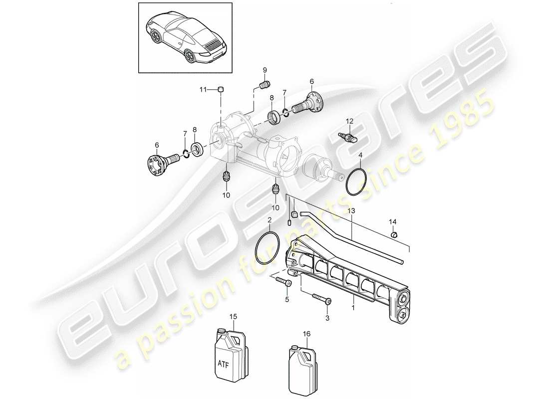 porsche 997 gen. 2 (2012) front axle differential part diagram