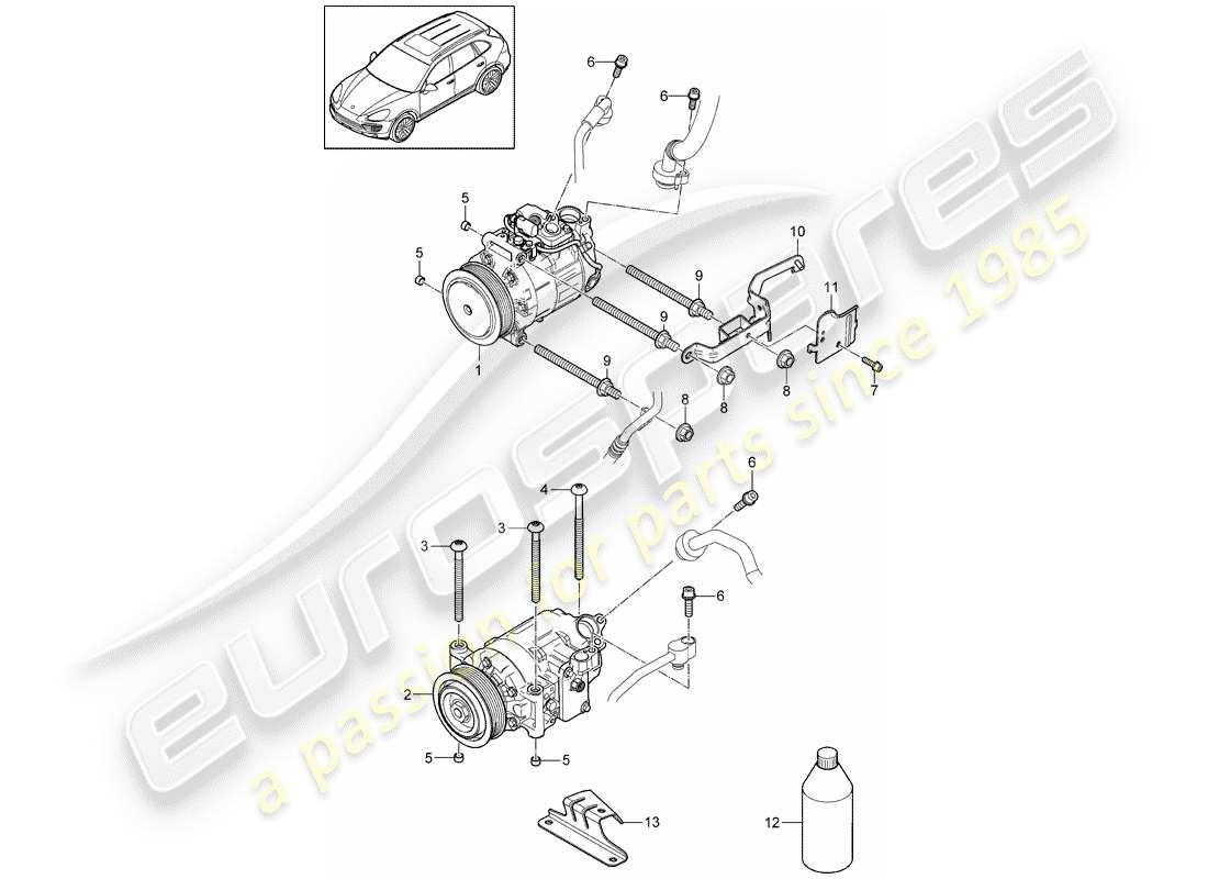 porsche cayenne e2 (2011) compressor part diagram