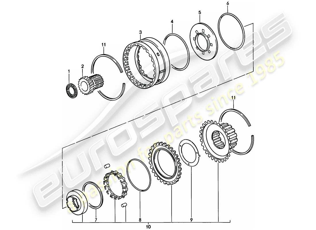 porsche 928 (1986) automatic transmission - freewheel part diagram