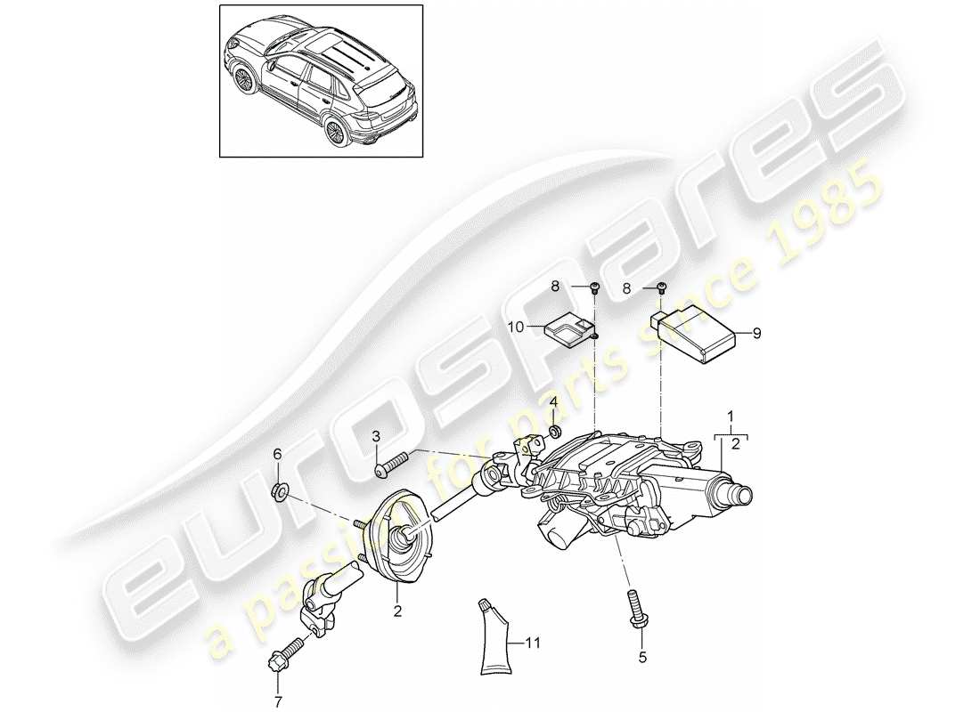 porsche cayenne e2 (2015) steering column part diagram