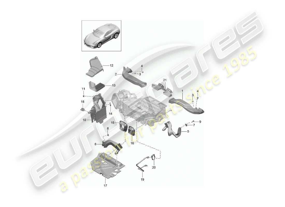 porsche cayman 981 (2016) air duct part diagram