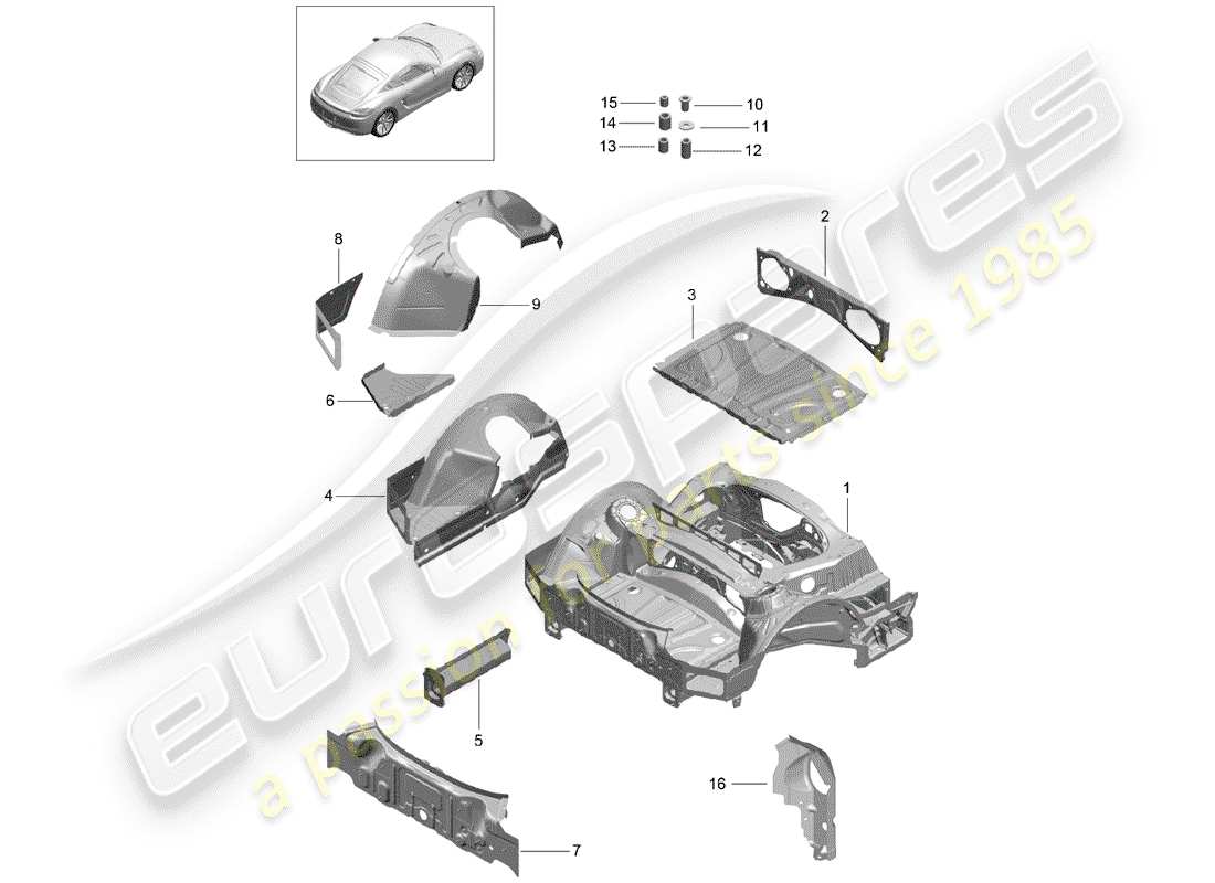 porsche cayman 981 (2016) rear end part diagram