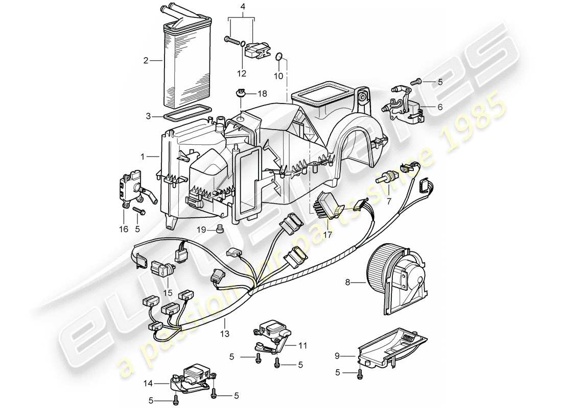 porsche 997 gt3 (2007) air conditioner part diagram