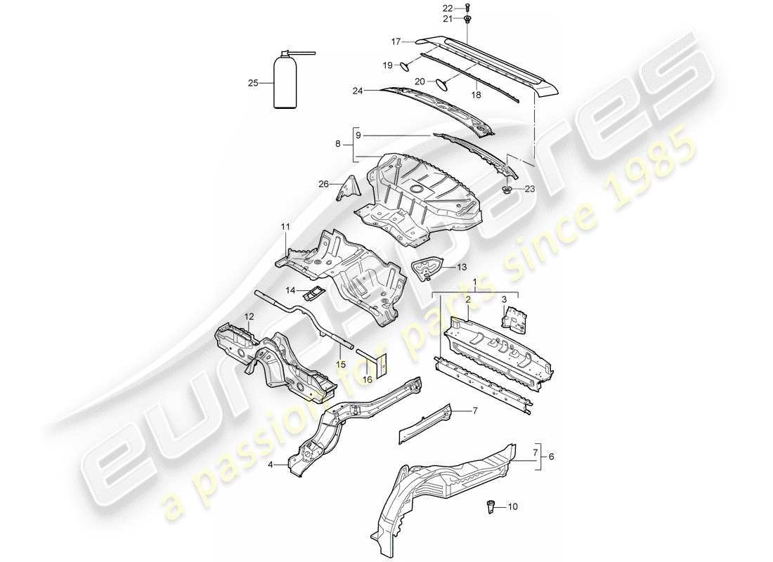 porsche 997 gt3 (2007) rear end part diagram