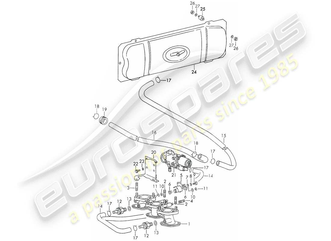 porsche 911 (1971) vacuum system - for - clutch release - d - mj 1972>> part diagram