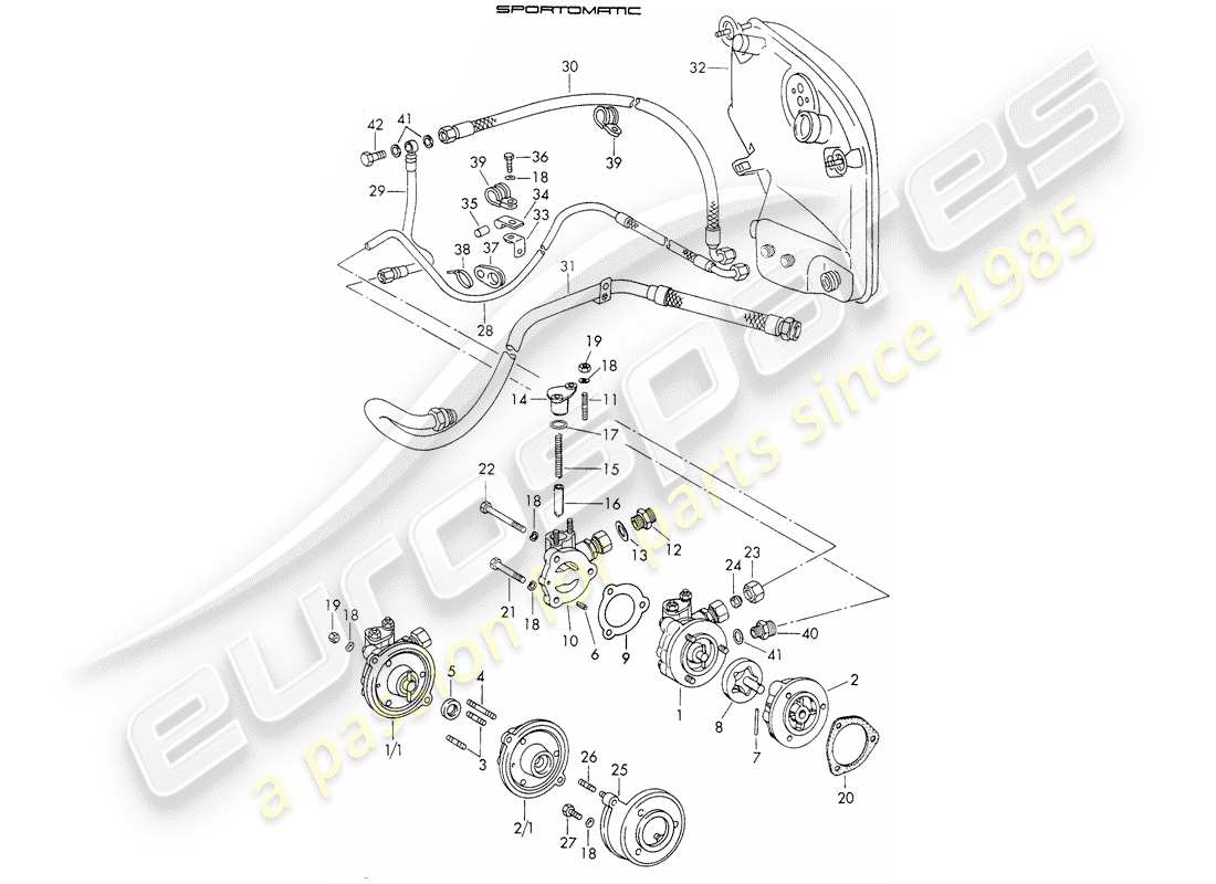 porsche 911 (1972) oil supply - for - torque converter - sportomatic - d >> - mj 1971 part diagram