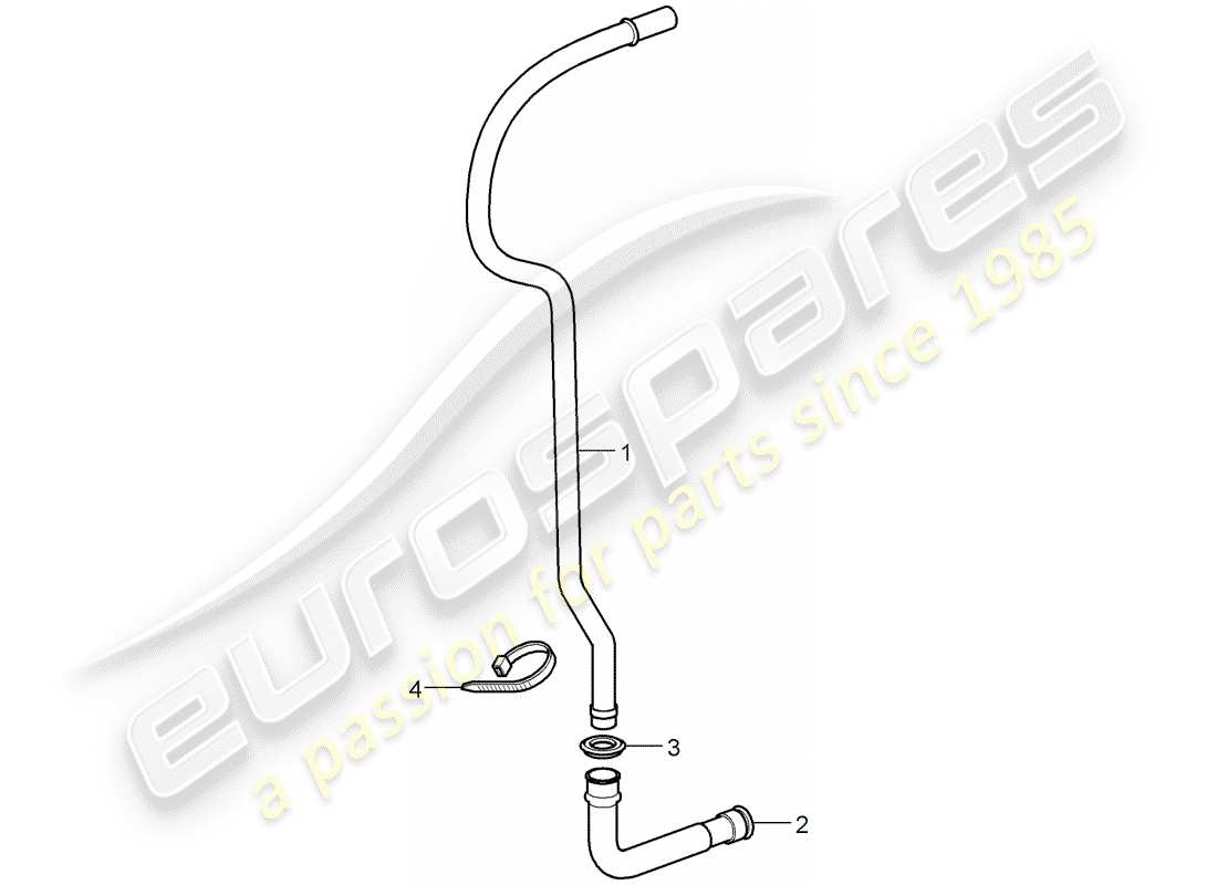 porsche 997 gt3 (2007) water drain pipe part diagram