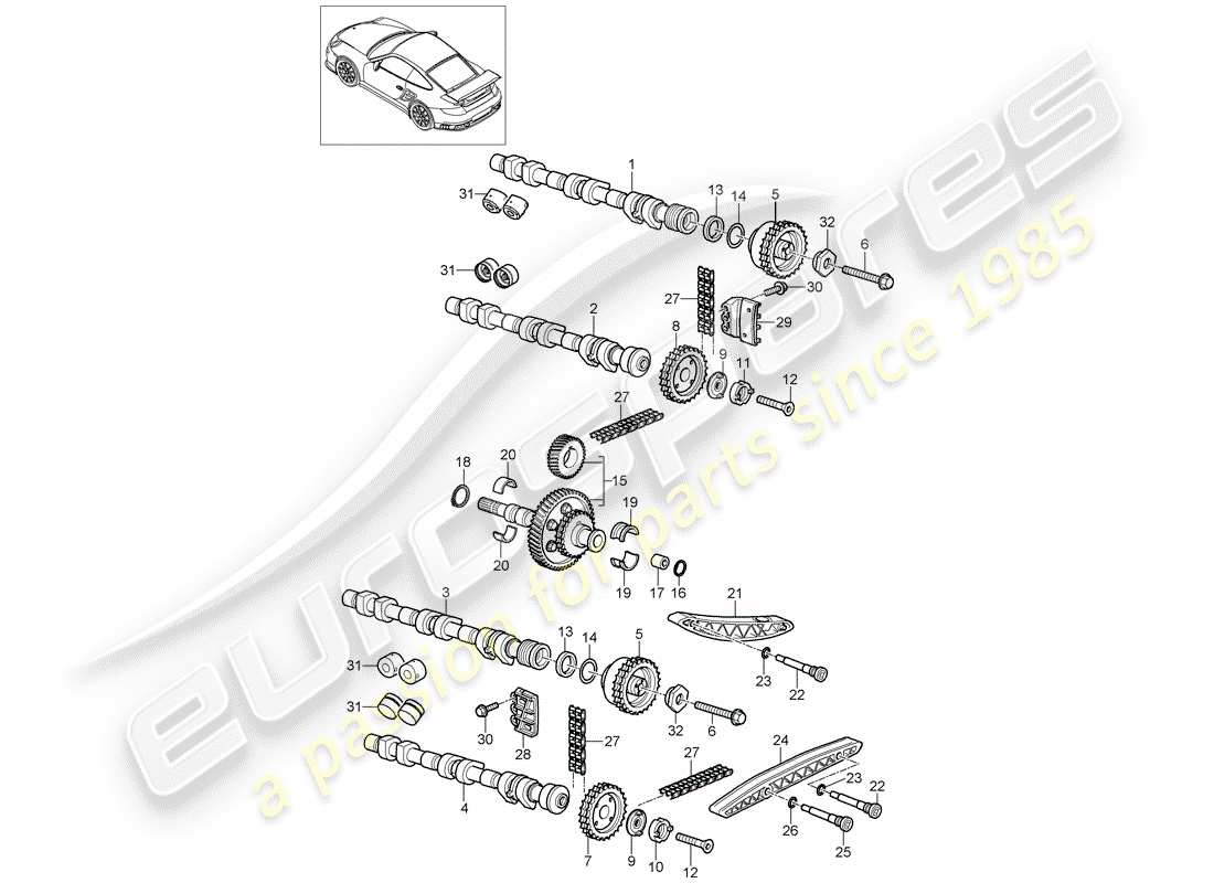 porsche 997 gt3 (2008) valve control part diagram