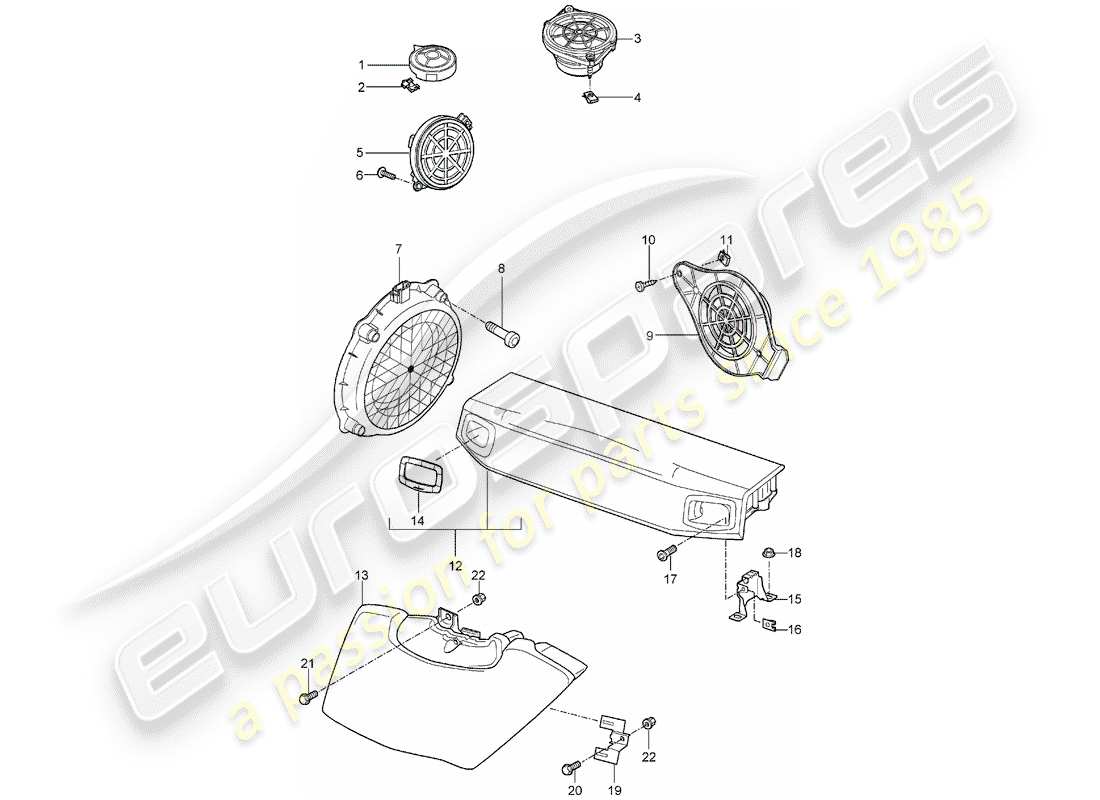 porsche 997 (2008) loudspeaker part diagram