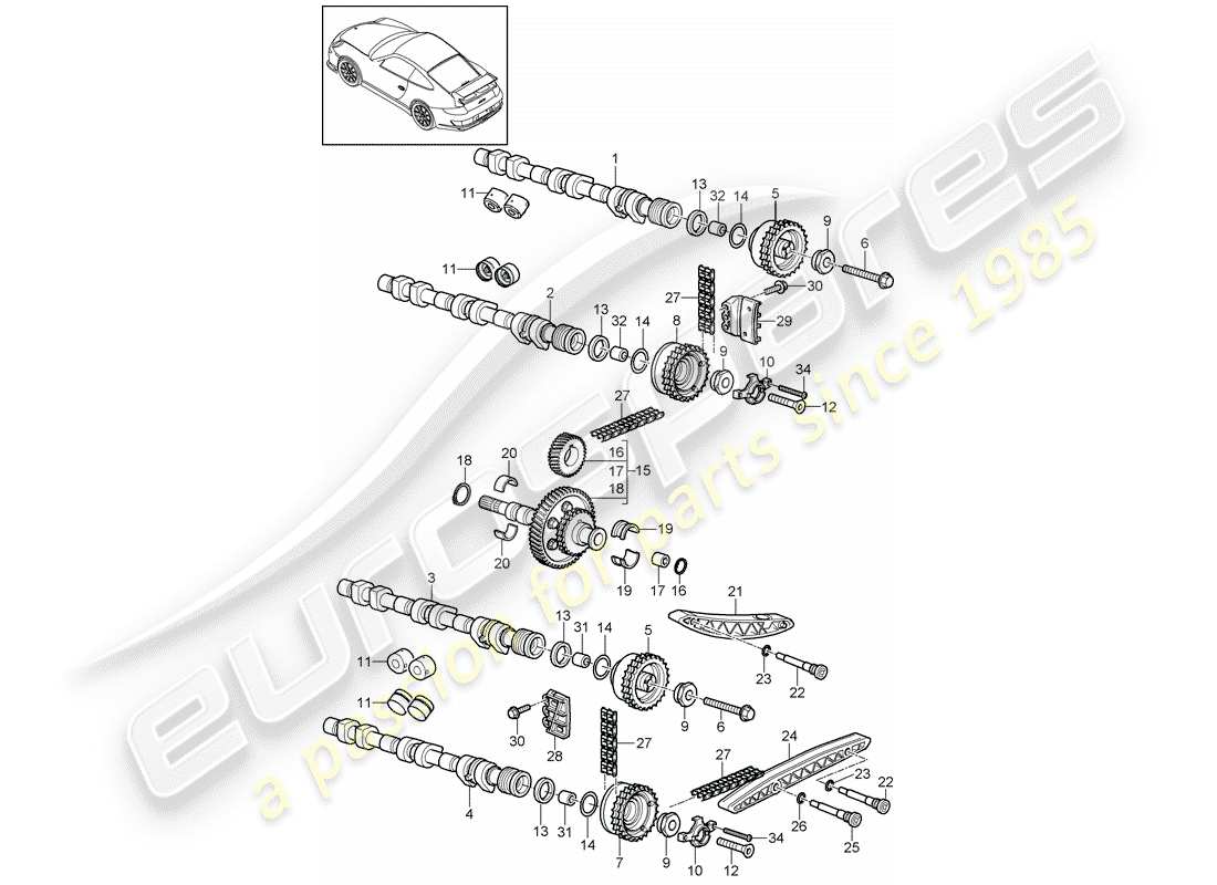 porsche 997 gt3 (2008) valve control part diagram