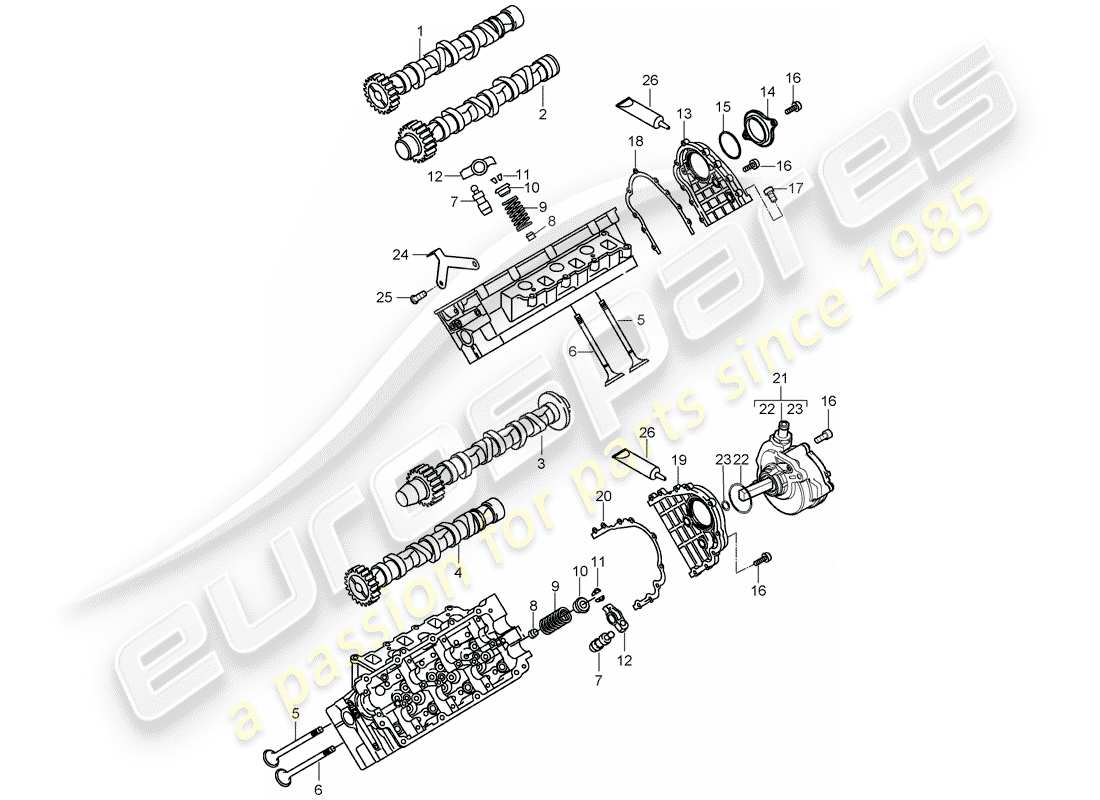 porsche cayenne (2010) camshaft, valves part diagram