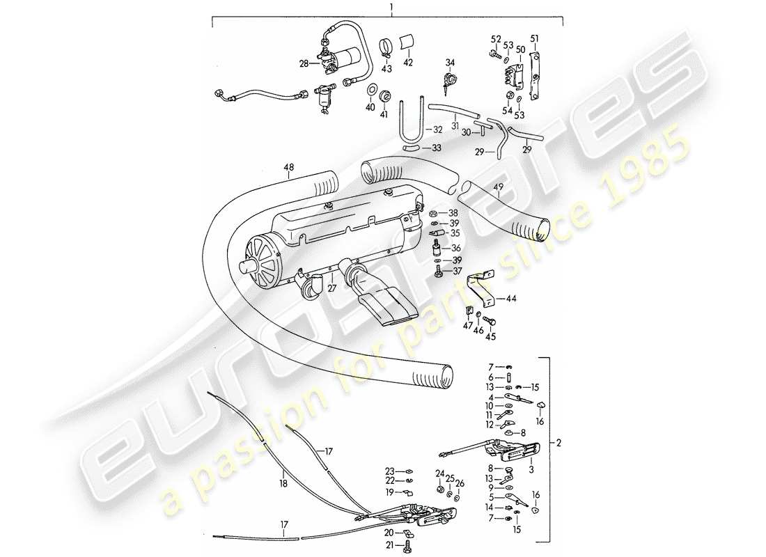 porsche 356b/356c (1964) heater - - eberspaecher - - bn 4 part diagram