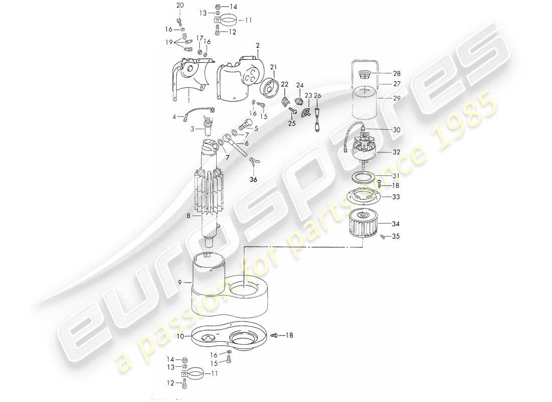 porsche 911 (1973) single parts - for - heater - - webasto - part diagram