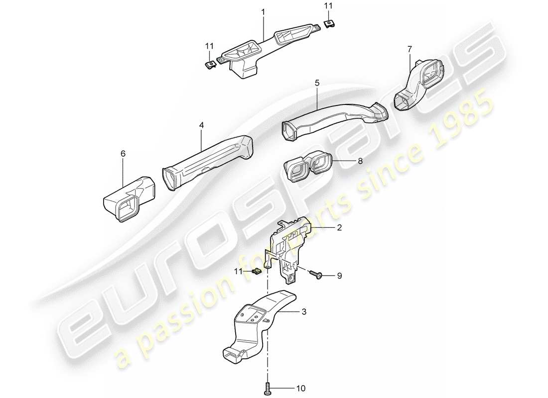 porsche 997 gt3 (2008) air distributor part diagram