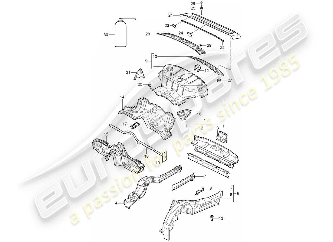 porsche 997 (2006) rear end part diagram