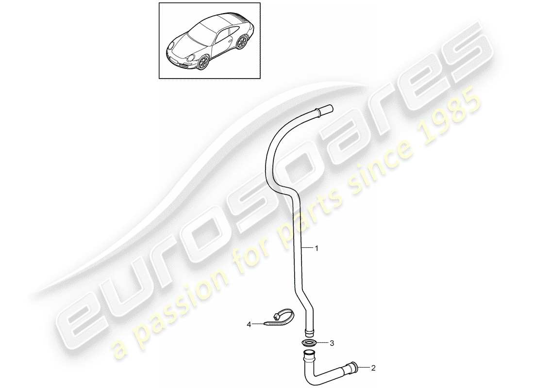 porsche 997 gen. 2 (2010) water drain pipe part diagram