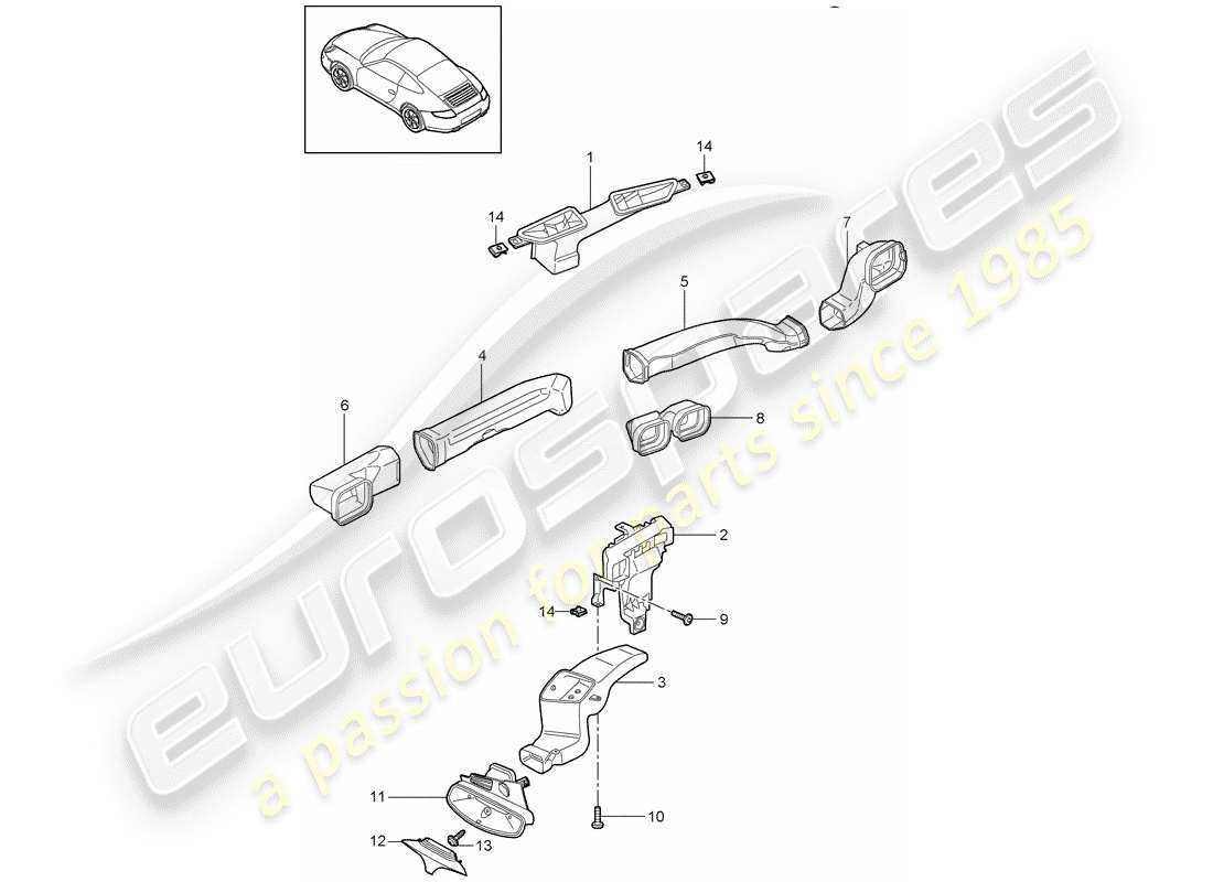 porsche 997 gen. 2 (2010) air distributor part diagram