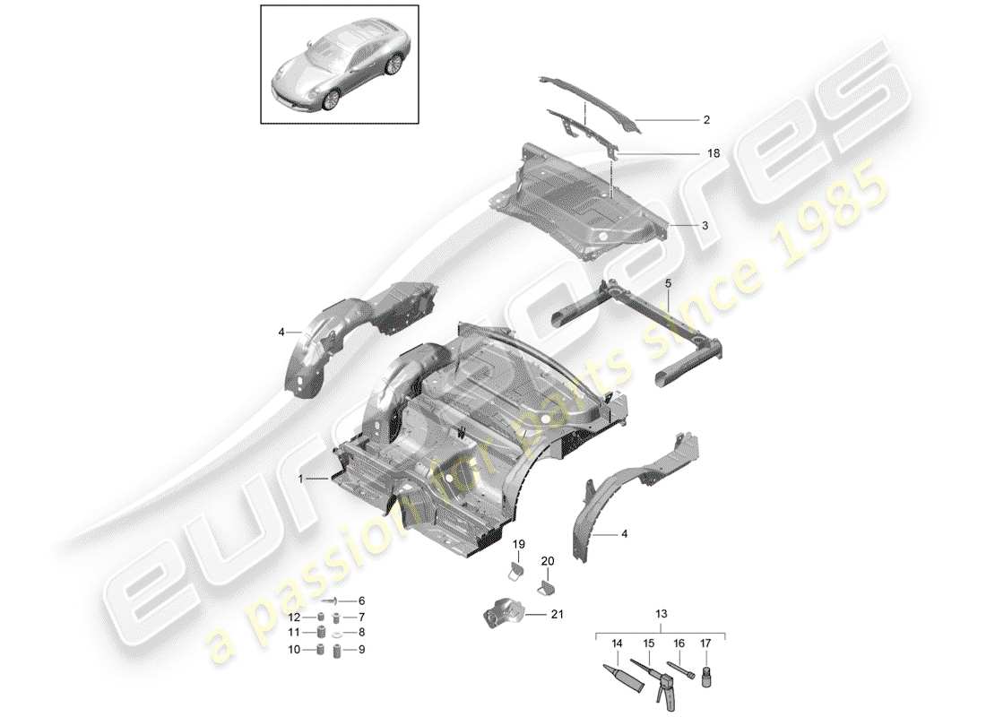 porsche 991 gen. 2 (2020) rear end part diagram