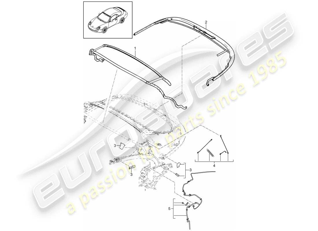 porsche 997 gen. 2 (2011) top frame part diagram