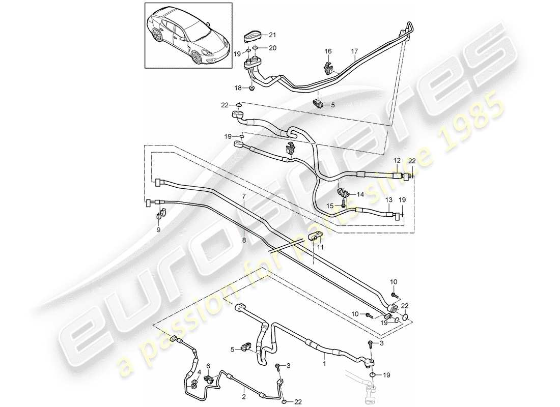 porsche panamera 970 (2012) refrigerant line part diagram