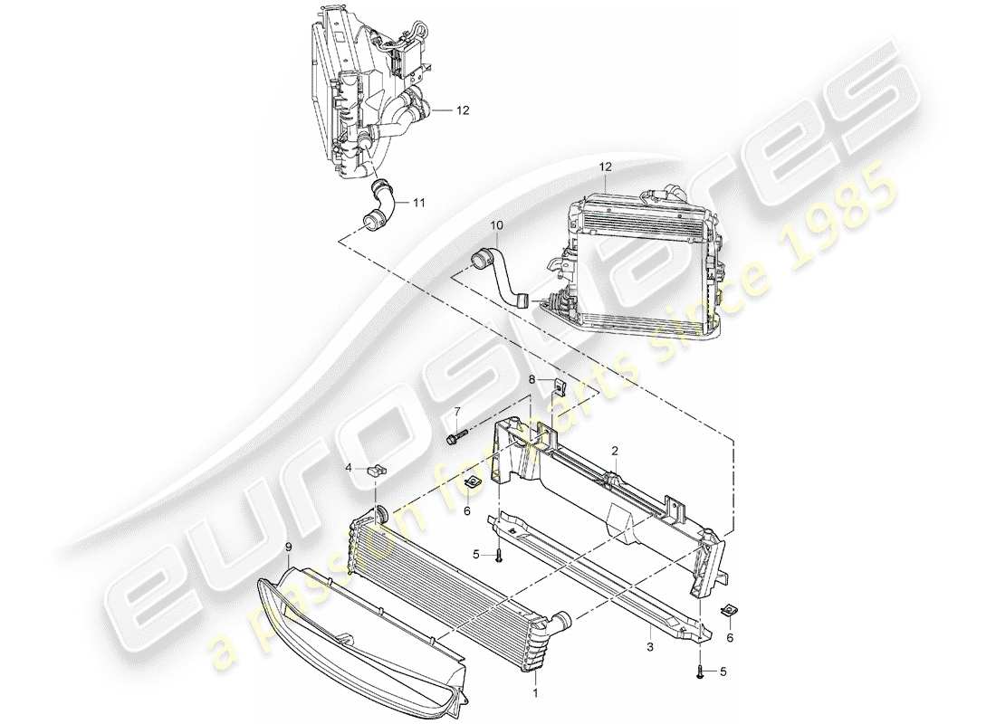 porsche 997 (2008) radiator part diagram