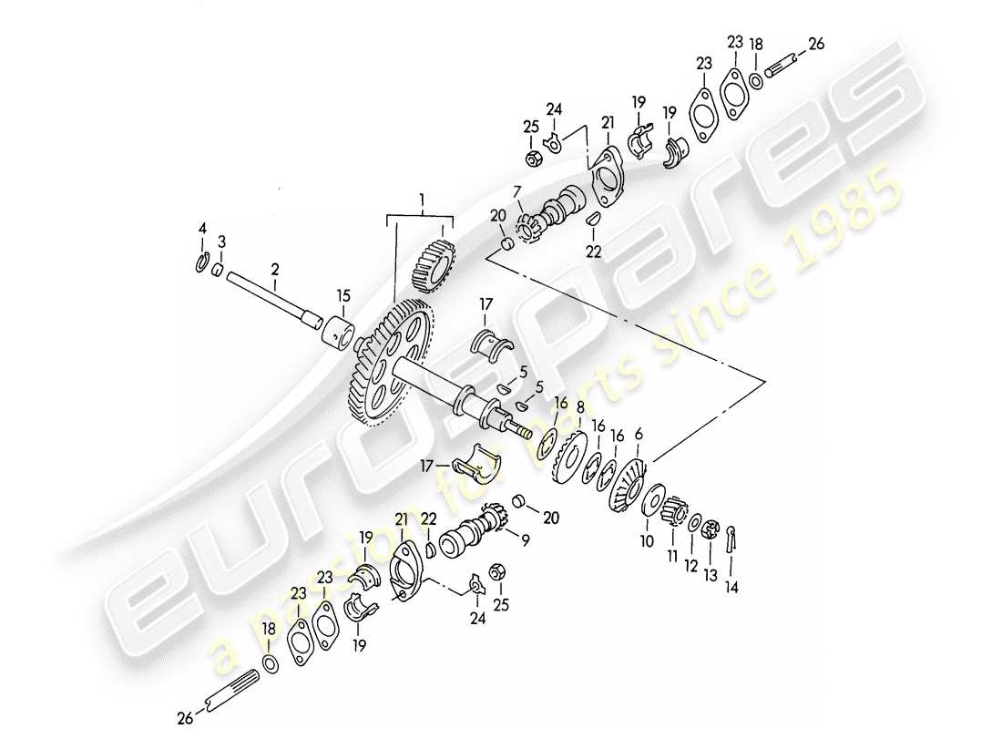 porsche 356/356a (1959) driving mechanism - for - valve control - m 90 501 >> 91 000 part diagram