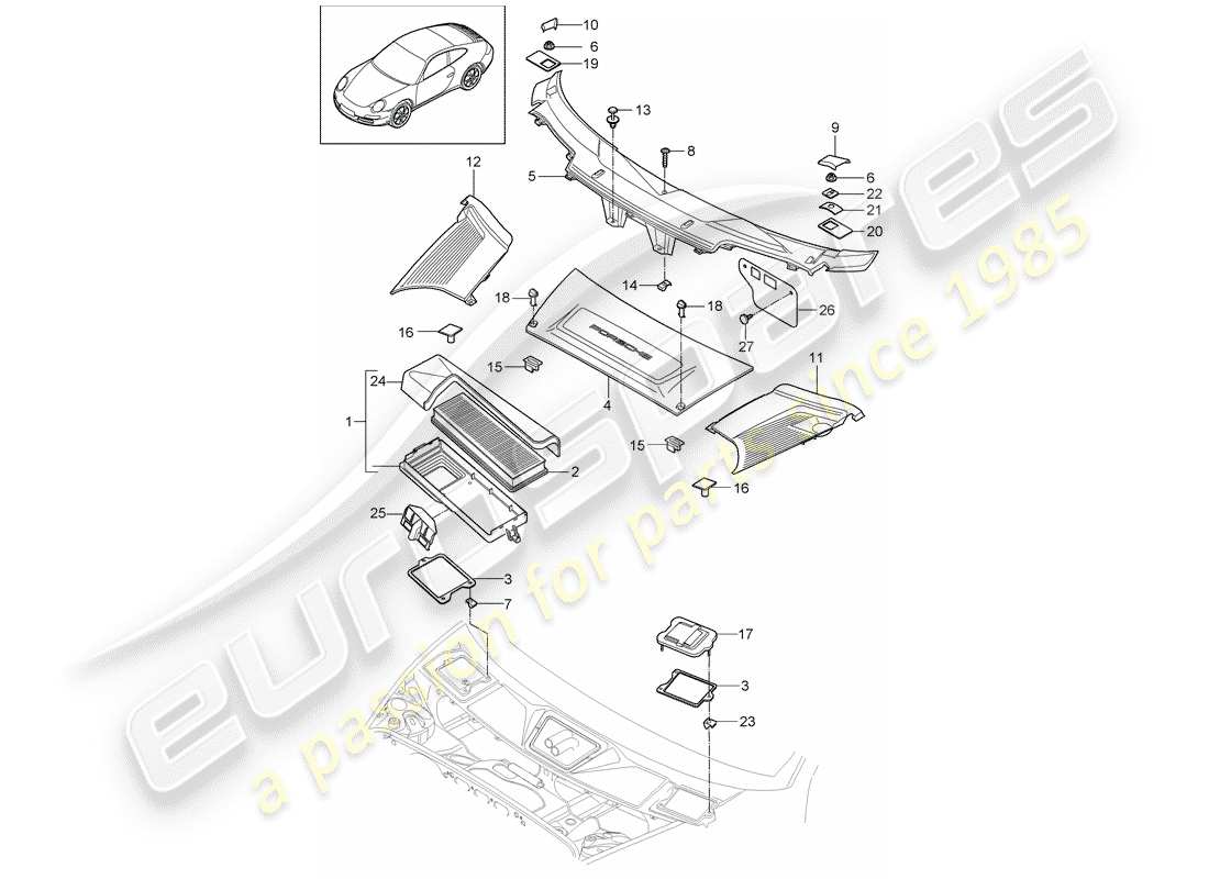 porsche 997 gen. 2 (2011) particulate filter part diagram