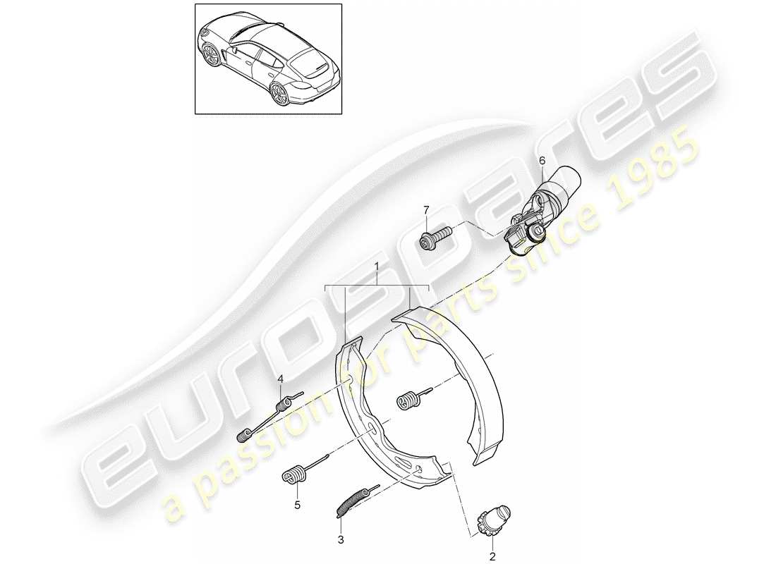 porsche panamera 970 (2010) parking brake part diagram