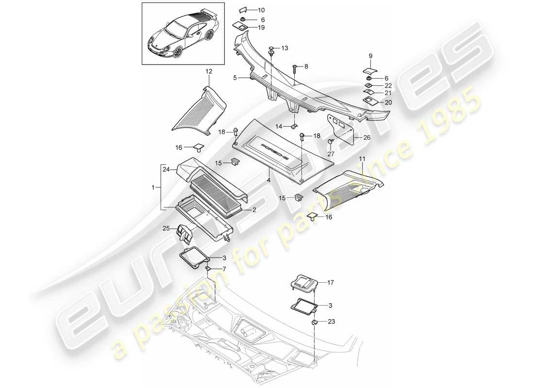 porsche 997 gt3 (2007) particulate filter part diagram