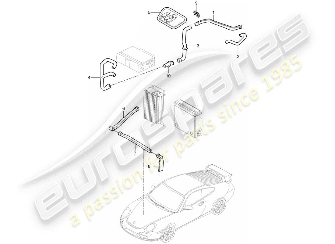 porsche 997 gt3 (2007) luggage compartment part diagram