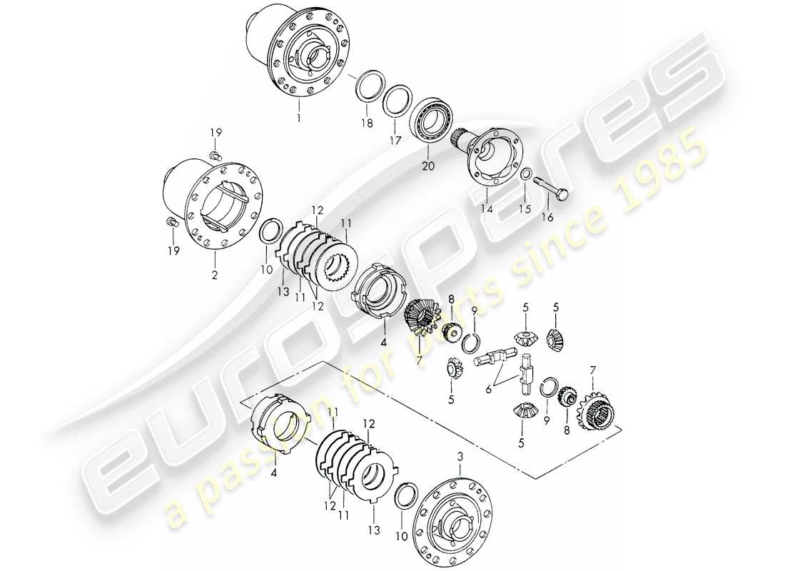 porsche 911 (1970) limited slip differential part diagram