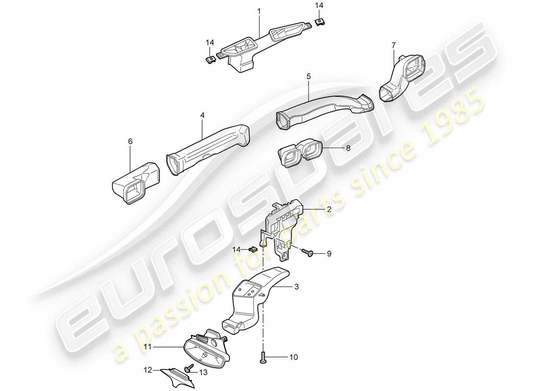 porsche 997 (2007) air distributor part diagram